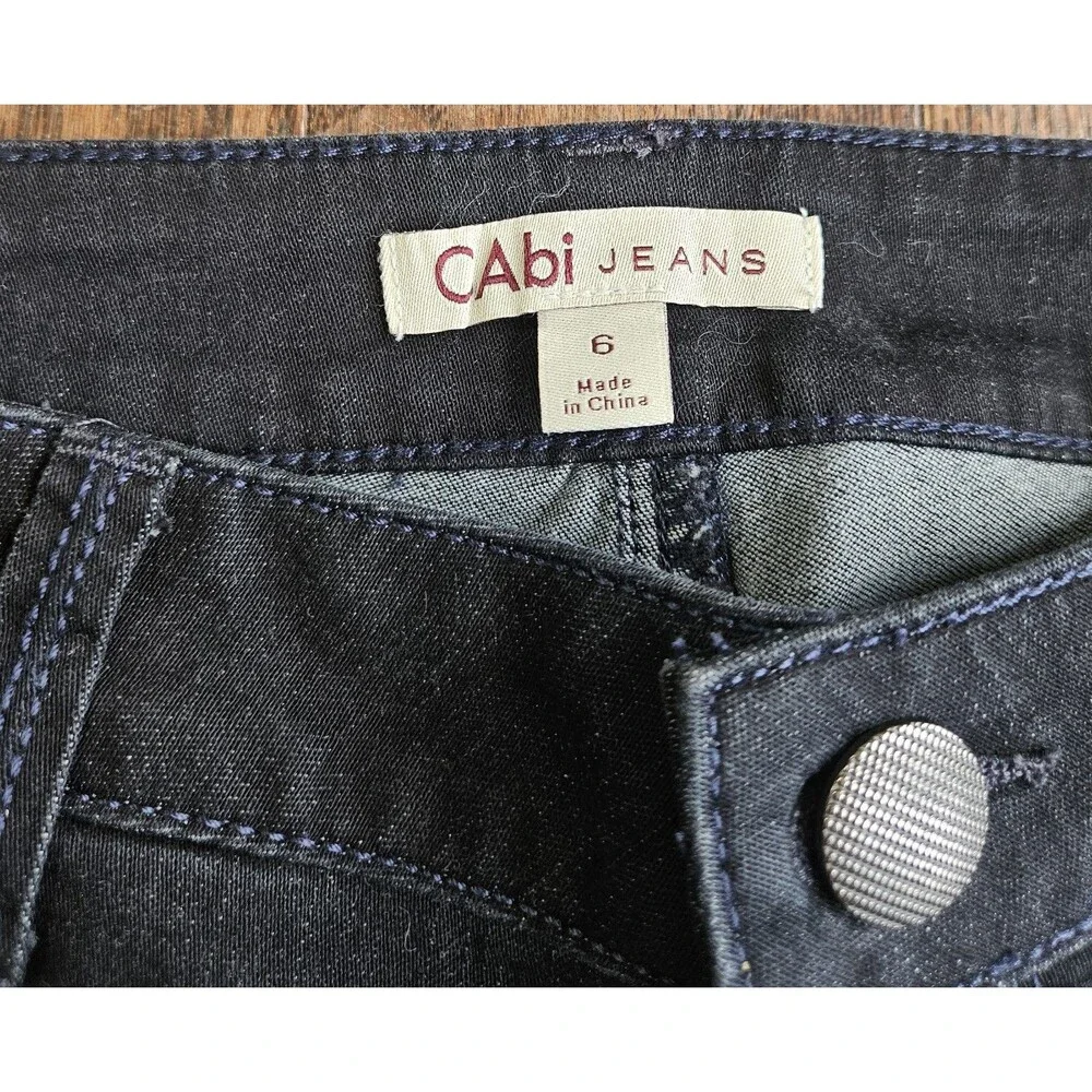 CAbi #517 Black Dark Wash Jeans STRETCH Cropped NWT Women's Size 6 - Picture 6 of 15